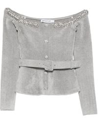 Self-Portrait - Chenille Knit Crystal Trim Top - Lyst