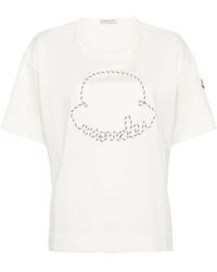 Moncler - T-shirt en coton à logo pailleté - Lyst