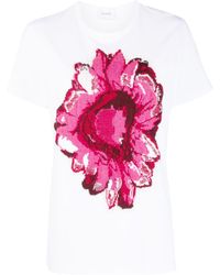 Barrie - Floral-motif Patch Cashmere T-shirt - Lyst