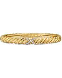 David Yurman - 18K Sculpted Cable X Center Station Diamond Bracelet - Lyst