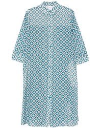 Max Mara - Geometric-Print Button-Through Shirt Dress - Lyst