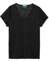 Benetton - Scoop-Neck Linen T-Shirt - Lyst
