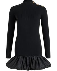 Patou - Ruffle Hem Ribbed Mini Dress - Lyst