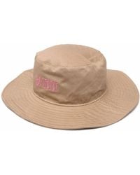 Ganni - Logo Embroidered Organic Cotton Sun Hat - Lyst