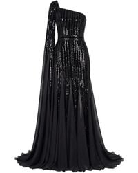 Jean Louis Sabaji - Sequin-Embellished One-Shoulder Maxi Dress - Lyst