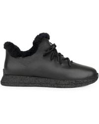 Linda Baumann - Shearling-Trim Leather Sneakers - Lyst