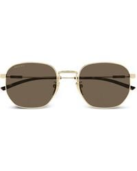 Gucci - Web-Stripe Geometric-Frame Sunglasses - Lyst