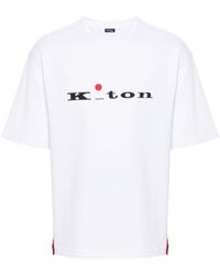 Kiton - T-shirt en coton à logo imprimé - Lyst
