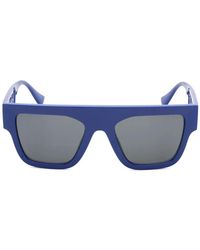 Versace - Logo-Cutout Rectangle-Frame Sunglasses - Lyst
