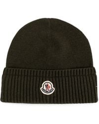 Moncler - Logo-Patch Ribbed-Trim Beanie Hat - Lyst