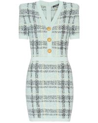 Balmain - Short Glitter Tweed Dress - Lyst