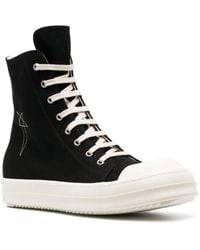 Rick Owens Distressed-Effect Lace-Up High-Top Sneakers in Rick Owens Distressed-Effect Lace-Up High-Top Sneakers in