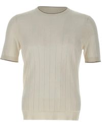 Gran Sasso - Ribbed-Trim Knit T-Shirt - Lyst