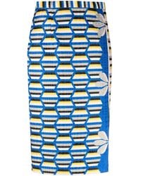 Gemy Maalouf - Geometric-Pattern High-Waist Midi Skirt - Lyst