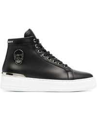 Philipp Plein - Skull High-Top Leather Sneakers - Lyst