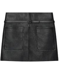 Courreges - Belted Patch-Pocket Leather Mini Skirt - Lyst