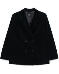 A.P.C. - Midnight Cotton Blazer With Double-Breasted Design - Lyst
