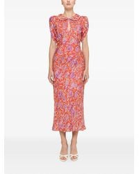 Nissa - Floral-Print Peter Pan-Collar Midi Dress - Lyst