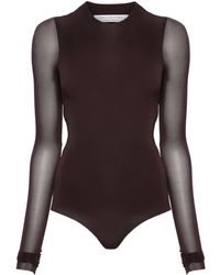 Philosophy Di Lorenzo Serafini - Sheer-Sleeves Round-Neck Bodysuit - Lyst
