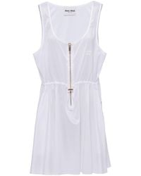 Miu Miu - Sleeveless Technical Silk Dress - Lyst
