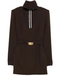 ROWEN ROSE - Robe Mi-Longue Ceinturée À Col Montant - Lyst