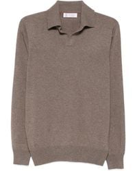 Brunello Cucinelli - V-Neck Long-Sleeve Polo Sweater - Lyst