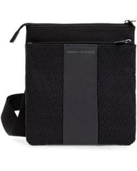 ARMANI EXCHANGE - Monogram-Pattern Logo-Patch Messenger Bag - Lyst