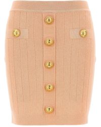 Balmain - Gebreide Midi-Rok Met Knopen - Lyst