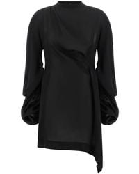 DI.LA3 PARI' - Chemise Georgette Drapée Et Asymétrique En Soie - Lyst