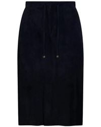 Max Mara - Gazza Drawstring Suede Midi Skirt - Lyst