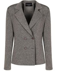 Emporio Armani - Herringbone Double-Breasted Jacket - Lyst