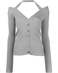 Blumarine - Halterneck Ribbed-knit Cardigan - Lyst