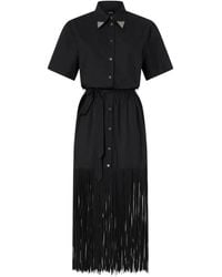Pinko - Vestido Con Flecos En El Cuello - Lyst