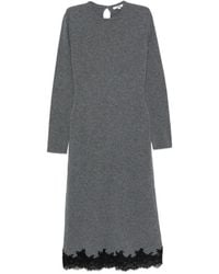 Maje - Lace-Trim Knitted Midi Dress - Lyst