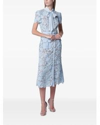 Self-Portrait - Belted Floral-Lace Midi Dress - Lyst