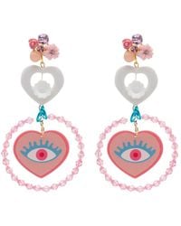 Amir Slama - Heart-Charm Eye-Motif Drop Earrings - Lyst