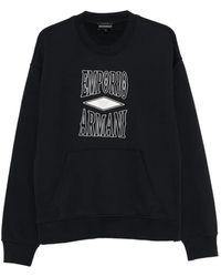 Emporio Armani - Logo-Embroidered Zip-Slit Sweater - Lyst