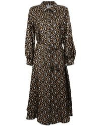 Max Mara - Robe Ceinturée À Motif Géométrique - Lyst