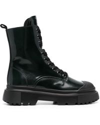 Hogan - Lace-up Leather Combat Boots - Lyst