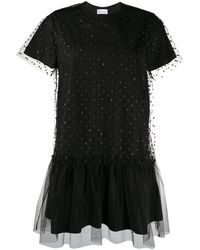 RED Valentino T-shirtjurk Met Tule Vlak - Zwart