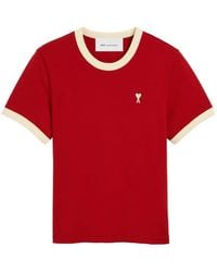 Ami Paris - Contrasted Cotton T-Shirt With Ami De Coeur - Lyst