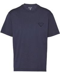 Prada - Logo-Patch Cotton T-Shirt - Lyst