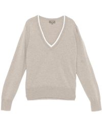 N.Peal Cashmere - Lace-Trim V-Neck Sweater - Lyst