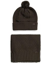 Barbour - Pom-Pom Waffle-Knit Beanie Hat - Lyst