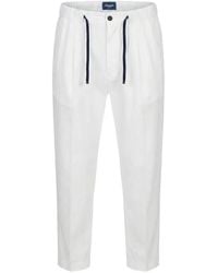 Drumohr - Drawstring-Detail Pleated Cotton Trousers - Lyst