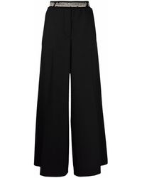 Stella McCartney - Pantalones palazzo con logo en la cinturilla - Lyst