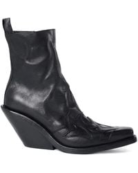 Ann Demeulemeester - Leather Carved-Detail Boots - Lyst