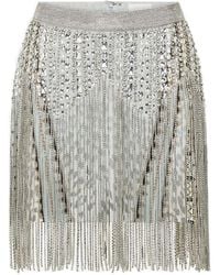 CAMILLA - Mini-Rok Met Franje En Kralen - Lyst
