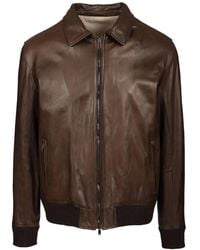 Al Duca d'Aosta - Ribbed-Trim Leather Jacket - Lyst