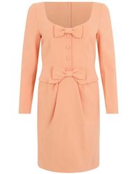 Moschino - Bow-Detail Long-Sleeve Mini Dress - Lyst